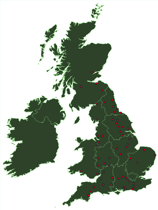 Original map illustrating British and Irish racecourse locations